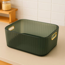 Premium Ribbed Transparent Storage Basket - justgrabit.in | Just Grab It