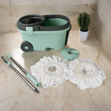 Ganesh Quick Spin Mop Steel Spin, Bucket Floor Cleaning, Easy Wheels & Big Bucket, Floor Cleaning Mop With Bucket, 2 Micro fiber head / Refill - Justgrabit Inc.