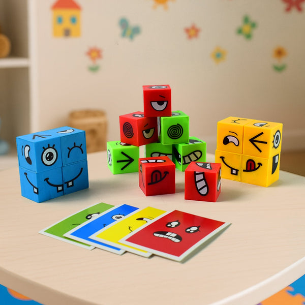 Educational Face Expression Changing Puzzle Cube Toy Set - justgrabit.in | Just Grab It