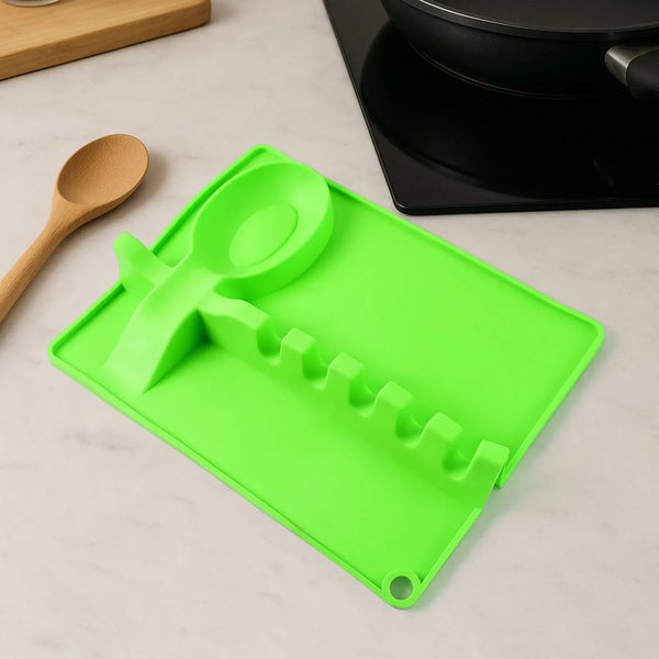 4 - Slots Silicone Multifunctional Spoon Holders Fork Spatula Rack (1 Pc) - justgrabit.in | Just Grab It