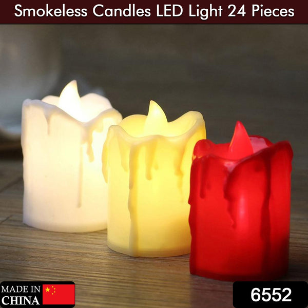 Set of 24 Multicolor Flameless Melted Design Candles for Decoration, Diwali - justgrabit.in | Just Grab It