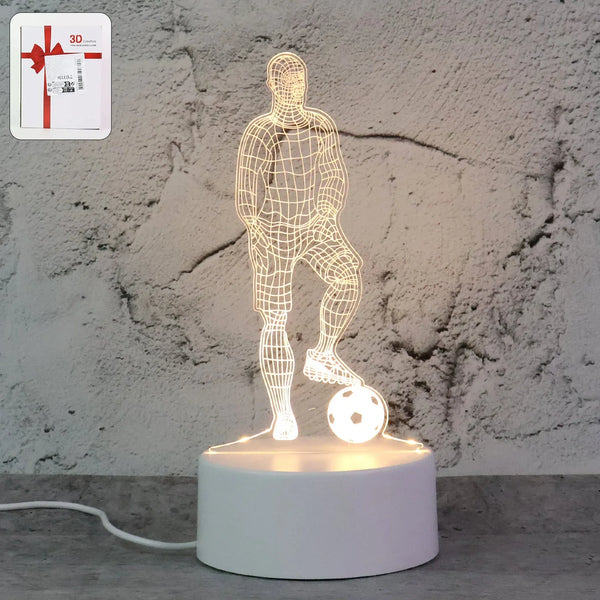 3D Illusion LED Night Lamp with Football Player Design - justgrabit.in | Just Grab It