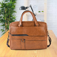Premium Faux Leather Multipurpose Messenger Briefcase with Shoulder Strap (1 Pc) - Justgrabit Inc.