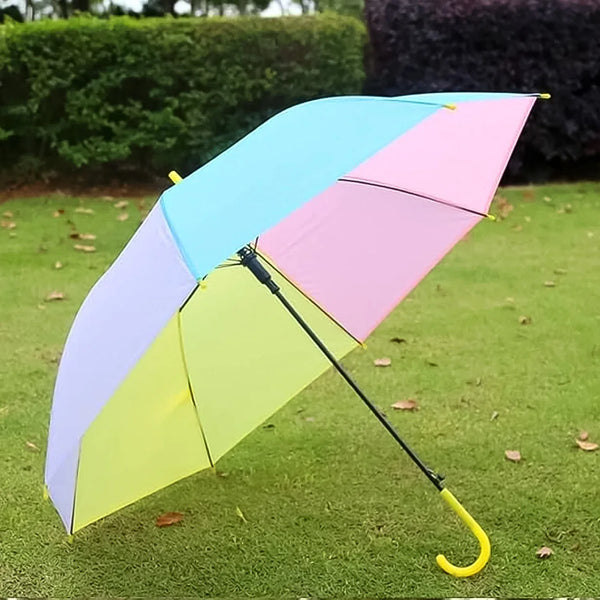 Colorful Rainbow Umbrella Multi - Colour J Shaped Handle (1 Pc / MOQ : - 5) - justgrabit.in | Just Grab It