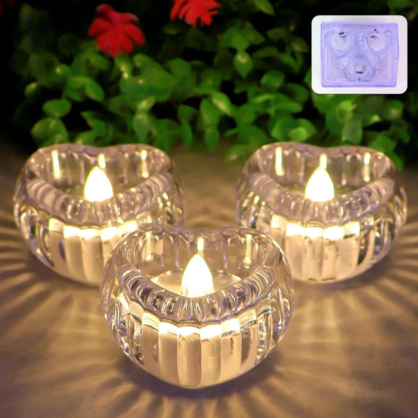Set of 3 Heart - Shaped LED Flameless Decorative Candles - justgrabit.in | Just Grab It