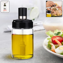 Clear Glass Oil Dispenser Bottle Integrated Silicone Basting Brush (250ml Approx) - justgrabit.in | Just Grab It