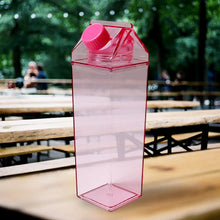 Plastic Milk Carton Colorful Clear Water Bottle, 17 Oz Portable Milk Box Leakproof Square Juice Bottle for Outdoor Sports Travel Camping - Justgrabit Inc.