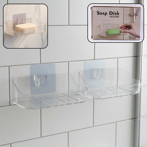 Wall - Mounted Transparent Soap Dish Holder Set - justgrabit.in | Just Grab It
