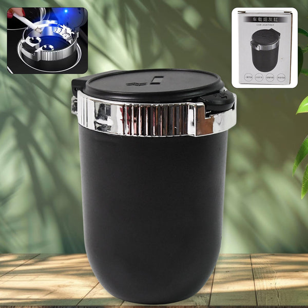 Portable Car Ashtray with Lid and Blue LED Light (1 Pc) - justgrabit.in | Just Grab It