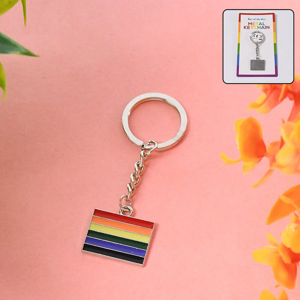 Rainbow Design Metal Keyring Key Chain (1 Pc Mix Design) - justgrabit.in | Just Grab It