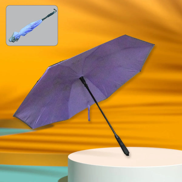 Travel Umbrella Windproof Umbrella Compact Folding Reverse Umbrella Unique Folding Umbrella (1 pc) - Justgrabit Inc.