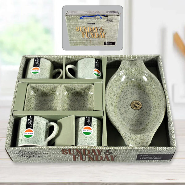 Sunday Funday 6 - Piece Tea Set – Platter & Dual Bowl - Justgrabit Inc.