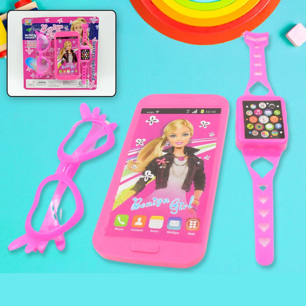 Barbiee Musical Phone, Watch & Glasses Set for Girls – ABS Calling Toy (3 - Piece, Battery Not Included) - Justgrabit Inc.
