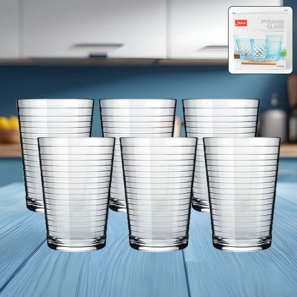 Apex Pyramid Ringo Plastic Glass – 300ml Approx | Durable, Crystal - Clear Tumbler - Justgrabit Inc.