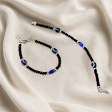 Adjustable Black Bead Evil Eye Protection Bracelet Set (2 Pc) - justgrabit.in | Just Grab It