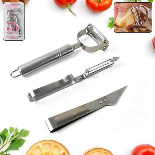 3 In 1 Stainless Steel Vegetable and Fruit Peeler Set (3 Pcs Set) - Justgrabit Inc.