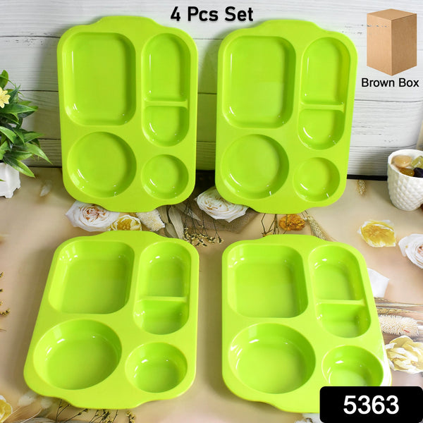 Unbreakable Plastic Food Plates / Biodegradable 5 Compartment Square Plate for Food - justgrabit.in | Just Grab It