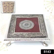 Silver - Square Pooja Chowki Patla / Bajot (20×20 CM / 1 Pc) - justgrabit.in | Just Grab It