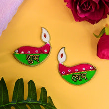 Shubh Labh Diya Shaped Wall Hangings (2 Pc) - justgrabit.in | Just Grab It