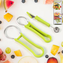 Professional 3 in 1 Stainless Steel Watermelon Cutter Fruit Carving Tools Set (1 Set) - justgrabit.in | Just Grab It