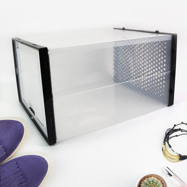 Big Plastic Stackable Shoe Storage Box (1 Pc / 37x27x19 Cm) - justgrabit.in | Just Grab It