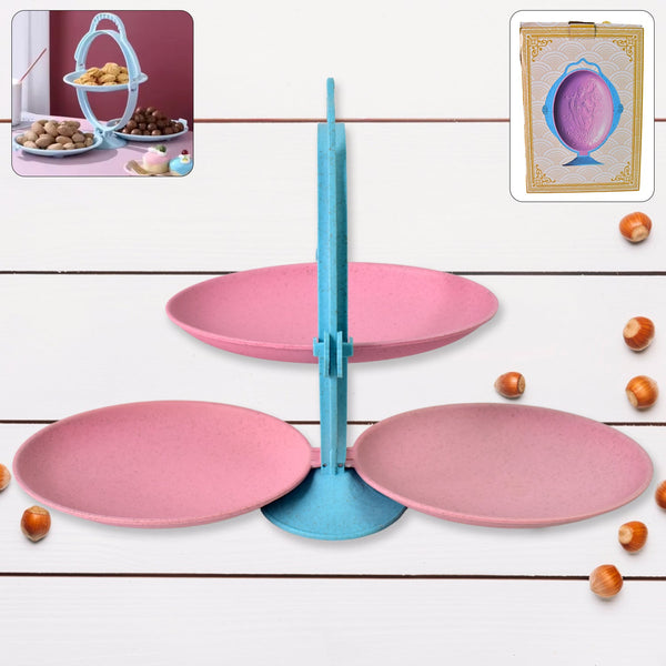 Foldable Fruit Plate Candy Dish | Multi Use Mirror Shape Dried Fruit Tray (1 Set) - justgrabit.in | Just Grab It