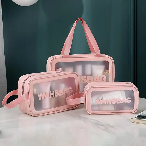 Cosmetic Pouch, Make up Bag for Home & Travel, Toiletry Bag for Cosmetics, Brushes, Accessories Set of 3 Small, Medium & Big - Wash Bag - justgrabit.in | Just Grab It