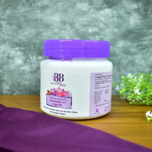 Beautiful Basics Shea Butter & Argan Oil Body Cream – 450g - Justgrabit Inc.