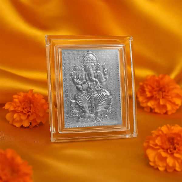 Embossed Silver - Plated Lord Ganesha Photo Frame (1 Pc) - Justgrabit Inc.
