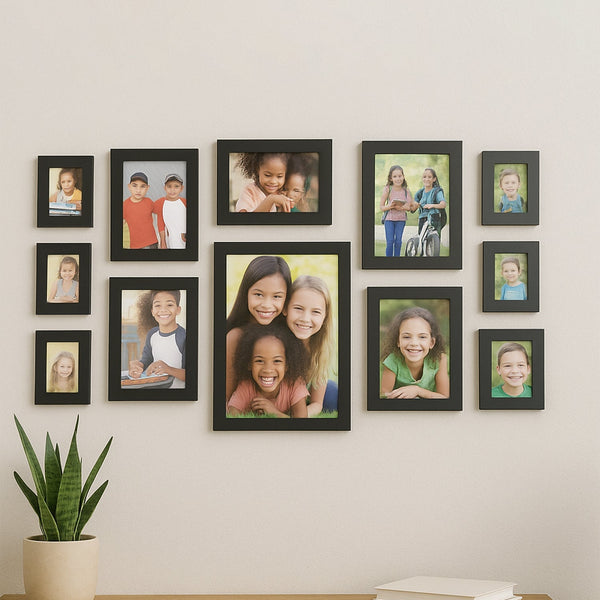 Premium Black Photo Frame Set 12 Pcs Wall Hanging Gallery Frames - justgrabit.in | Just Grab It
