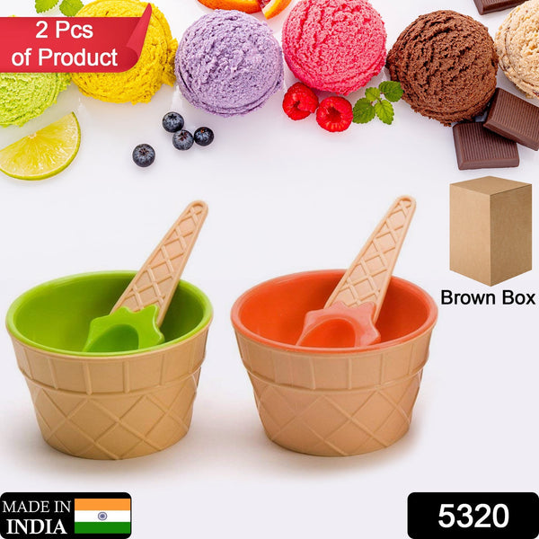 Ice Cream Waffle Bowl Set with Spoon – 2 Units - justgrabit.in | Just Grab It