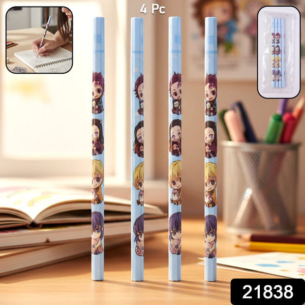 Cartoon Printed Pencil Set for Kids – Cute School Writing Pencils (4 Pc) - justgrabit.in | Just Grab It