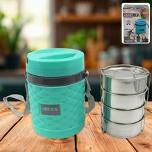 Double Wall Insulated Tiffin with Handle (1 Pc): Stackable, Hot Food Container - Justgrabit Inc.