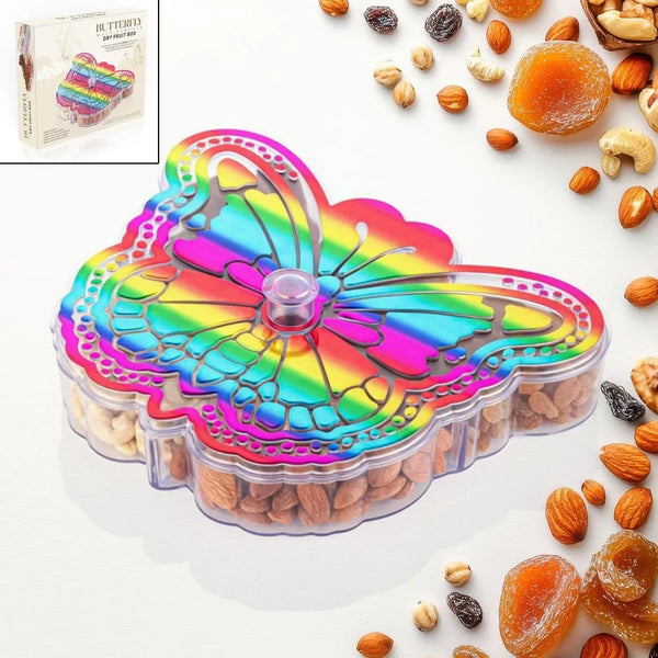 Butterfly Shape 4 Compartment Multipurpose Box | Dry Fruit Box (1 Pc) - justgrabit.in | Just Grab It
