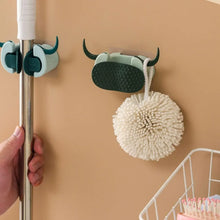 Multifunctional Cartoon Sticky Punch Free Mop Holder Wall Mounted Broom Organizer Cleaning Tools Holder Hanger, Self Adhesive Cute Cow Head Suction Cup Hanging Hook for Bathroom Kitchen (1 Pc) - Justgrabit Inc.