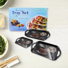 Serving Tray Set (Pack of 3 Pcs / Multicolor / Mix Size) - justgrabit.in | Just Grab It