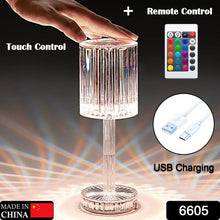 Crystal Table Lamp , Touch Control Atmosphere Nightstand Lamp With USB Charging Line - Justgrabit Inc.