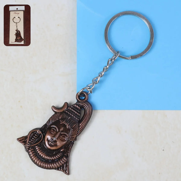 Lord Shiva Face Antique Finish Keychain (1 Pc) - justgrabit.in | Just Grab It