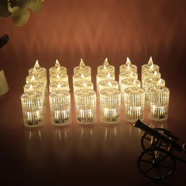Set of 24 Smokeless LED Flameless Decorative Candles - Justgrabit Inc.