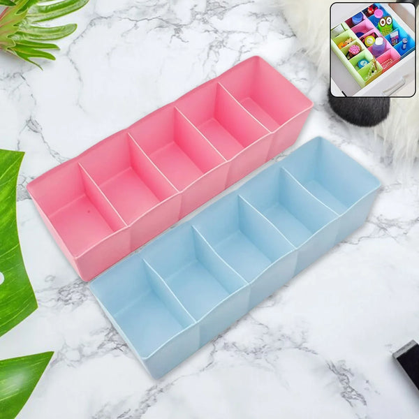 5 Compartments Socks / Handkerchief / Underwear Storage Box Socks Drawer Closet Organizer Storage Boxes (pack of 2) - Justgrabit Inc.