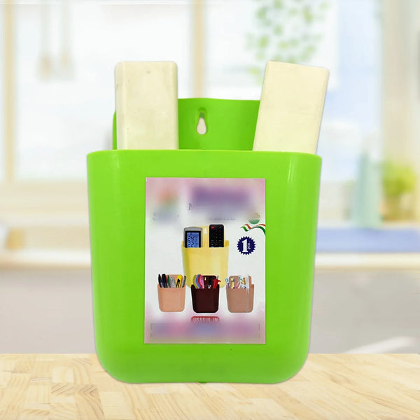 2 - Section Multipurpose Wall Holder – Mobile, Remote & Makeup Brush Storage (1 Pc) - Justgrabit Inc.