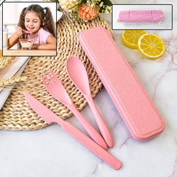 4 in 1 Travel Utensils Plastic Spoons and Forks Sets for Lunch Box (3 Pc With Case) - justgrabit.in | Just Grab It
