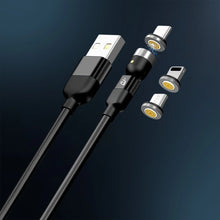 3 in 1 Magnetic USB Charging Cable | USB - c Android and Lightning with Extra Protecting Nylon| Strong Magnetic Cable with Full Rotation Support Fast Charging - Justgrabit Inc.