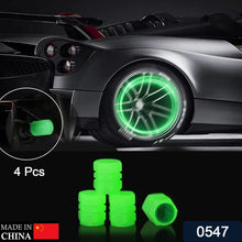 Tyre Valve Caps Luminous Glow Car Tire Air Stem Valve Cap Covers vaal cap ( 4 Pcs Mix Colour) - justgrabit.in | Just Grab It