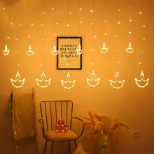 12 Diya Curtain String Lights, Window Curtain Lights with 8 Flashing Modes Decoration Light (White Color) - justgrabit.in | Just Grab It
