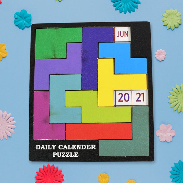Wooden Daily Calendar Puzzle (Multicolor / 1 Set) - justgrabit.in | Just Grab It