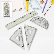 4 - Piece Geometry Set, Triangle Ruler Protractor Straight Ruler - Justgrabit Inc.