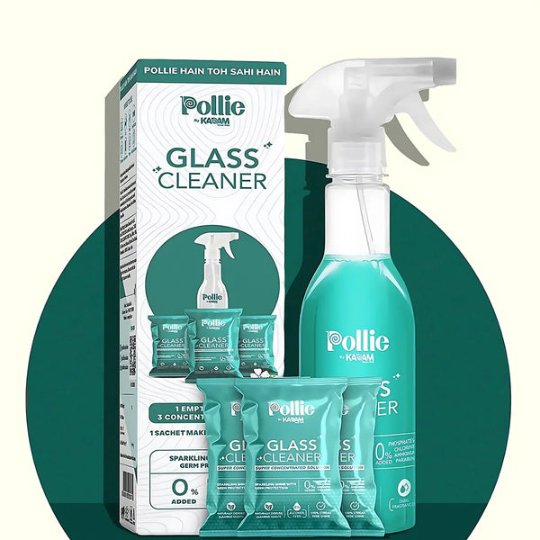 Pollic Kadam Concentrated Glass & Mirror Cleaner Refill Kit with Reusable Spray Bottle - justgrabit.in | Just Grab It