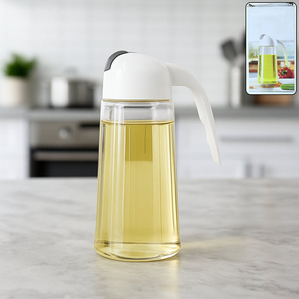 Kitchen Glass Oil Bottle Dispenser Automatic Opening Bottles 630 ML - justgrabit.in | Just Grab It