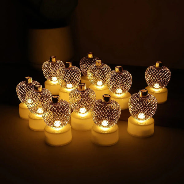 Decorative Apple Shape LED Tealight Candles (12 Pc) - justgrabit.in | Just Grab It